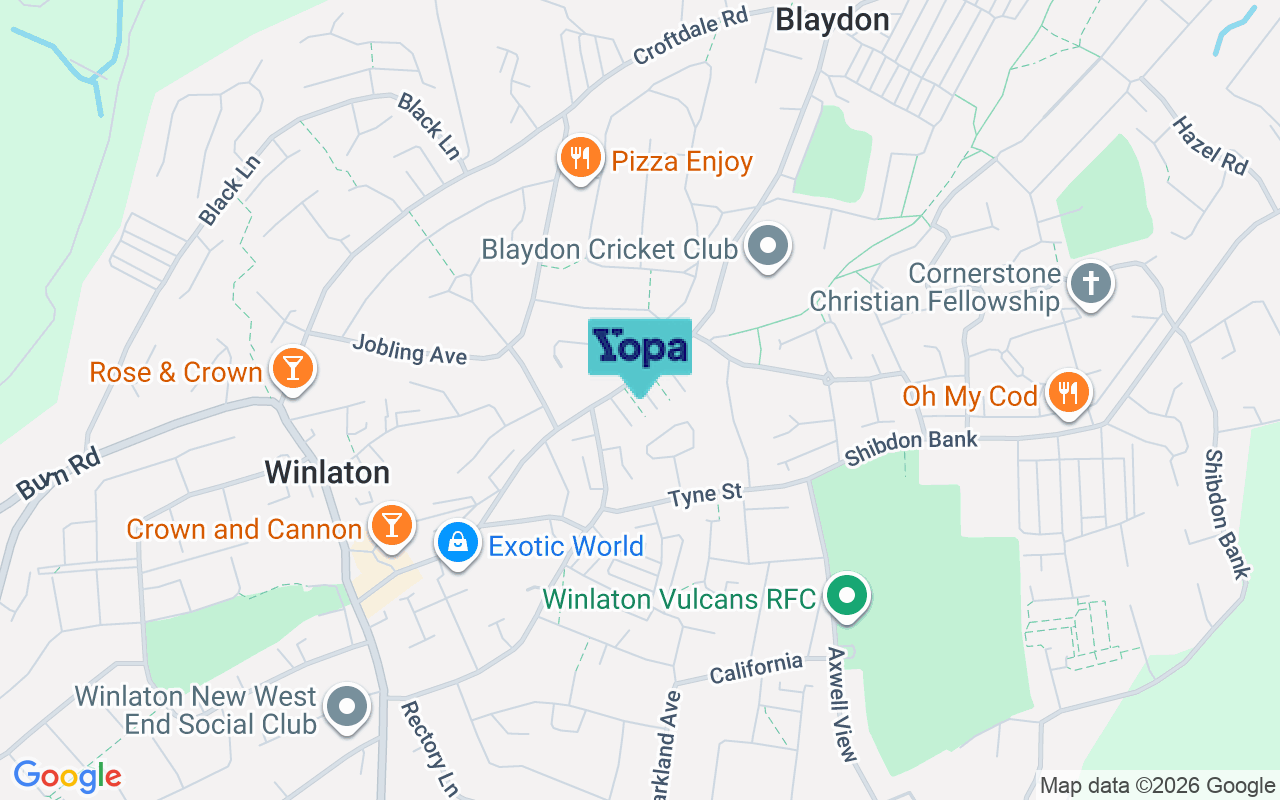 Map showing the location of NE21 5QN