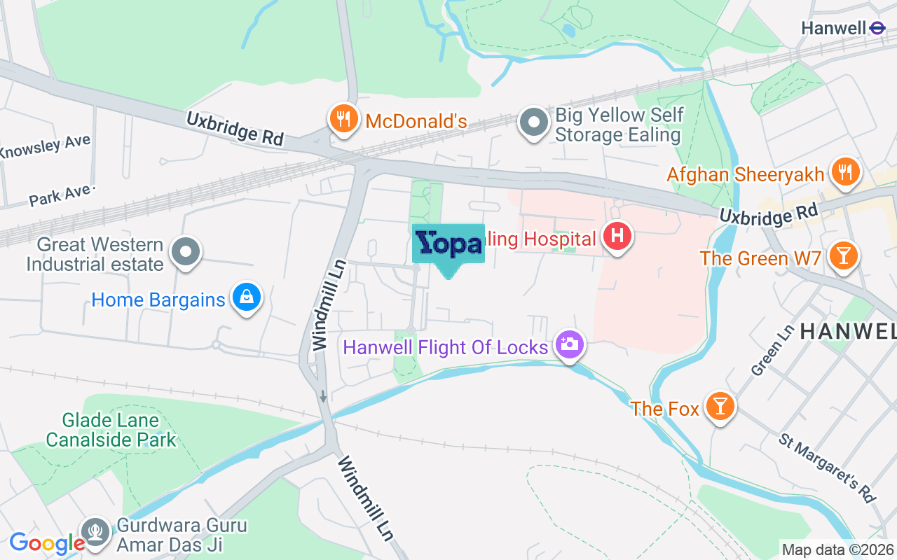 Map showing the location of UB2 4UW