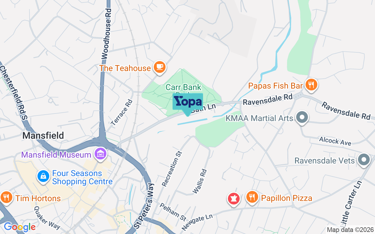Map showing the location of NG18 2ER