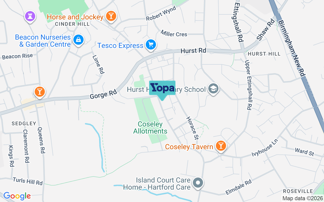 Map showing the location of WV14 9EY