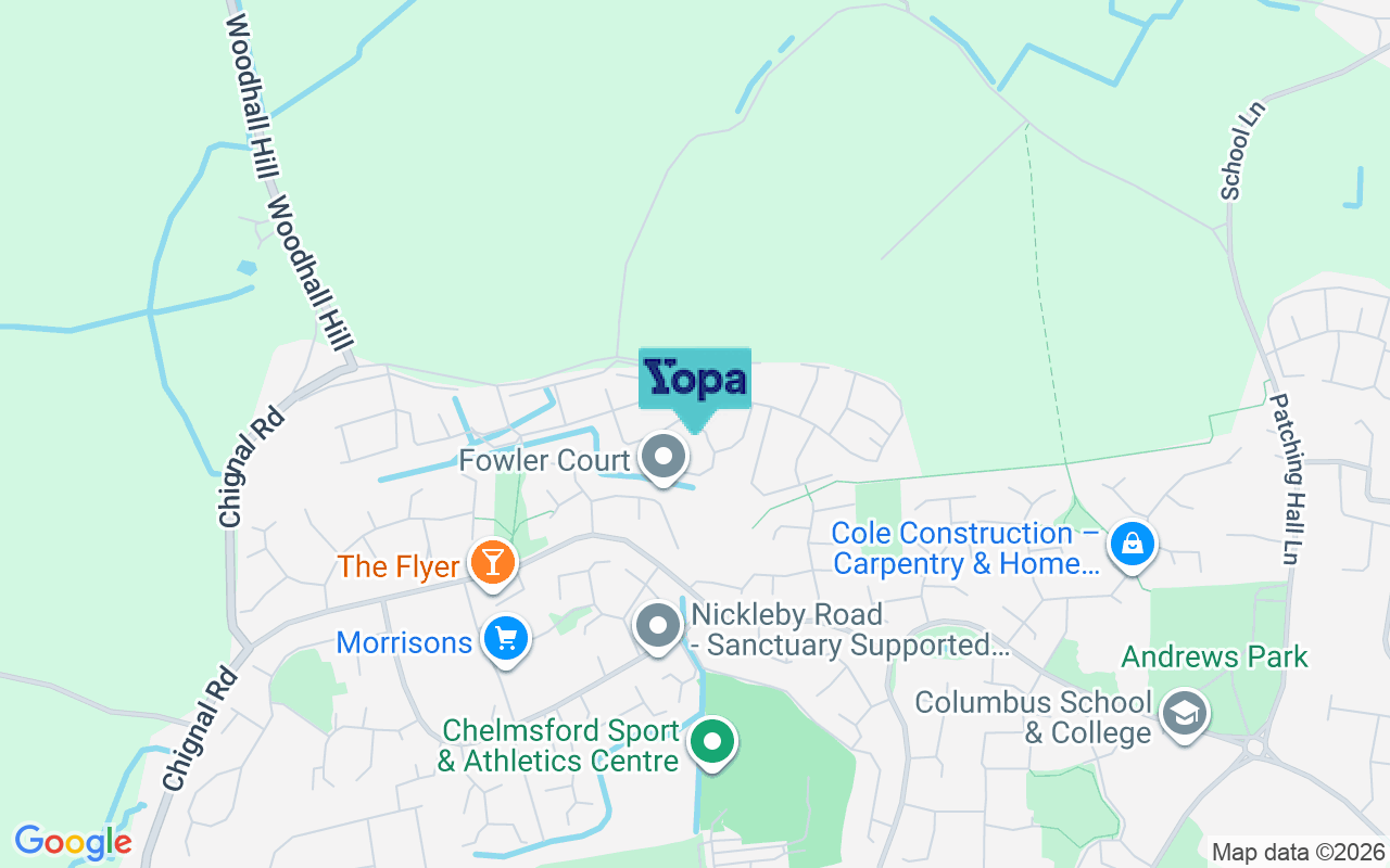 Map showing the location of CM1 4FW