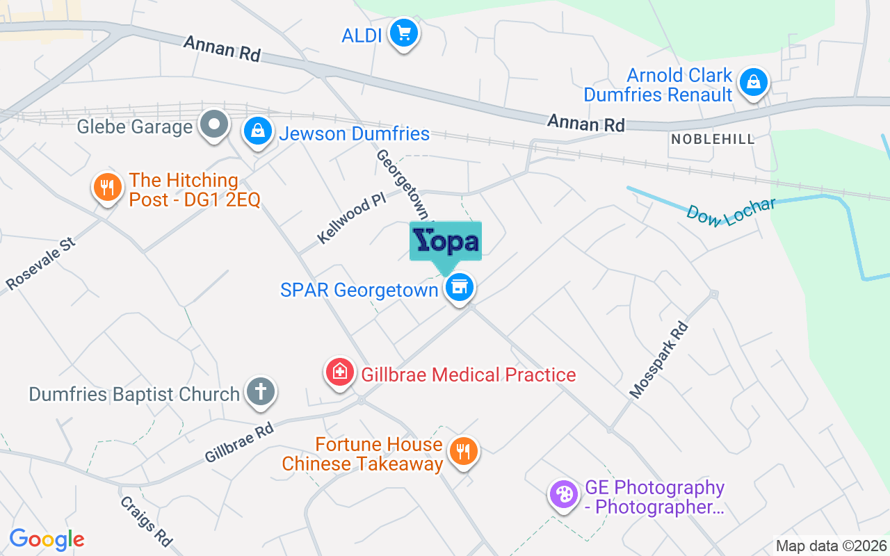 Map showing the location of DG1 4DE
