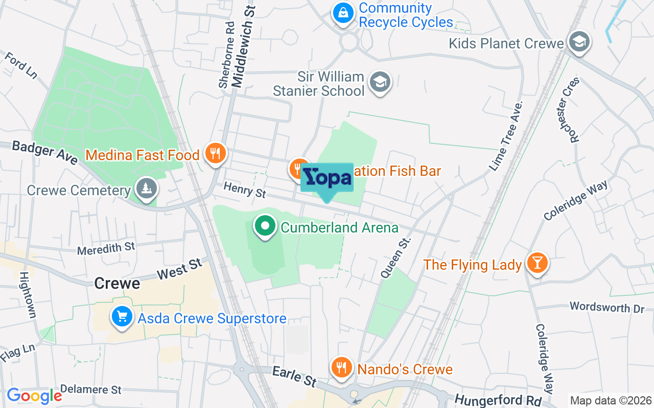 Map showing the location of CW1 4BQ