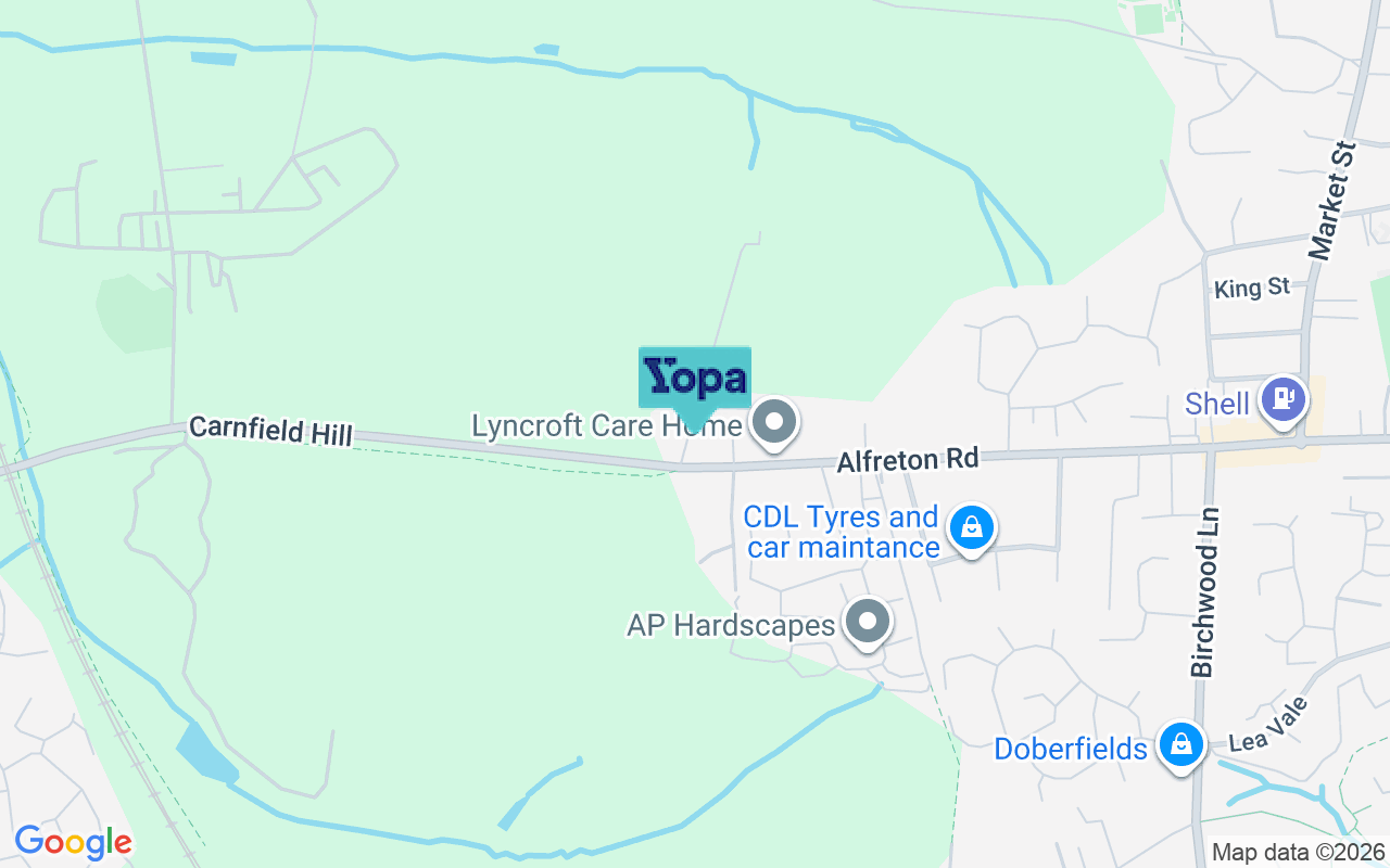 Map showing the location of DE55 2AT