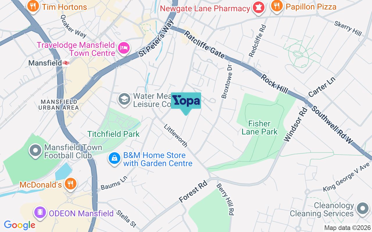 Map showing the location of NG18 2RQ