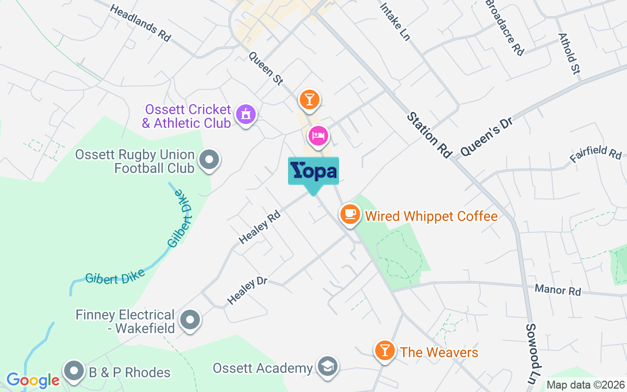 Map showing the location of WF5 8LE