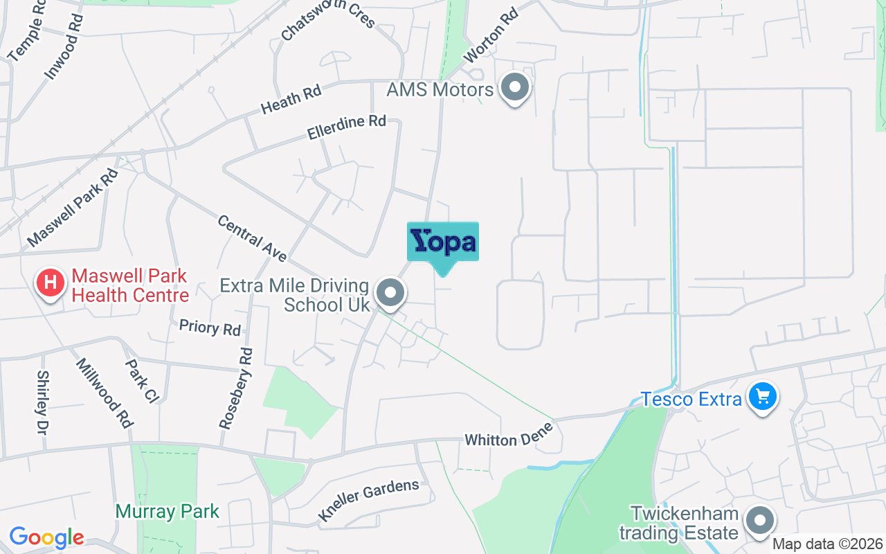 Map showing the location of TW7 7PP