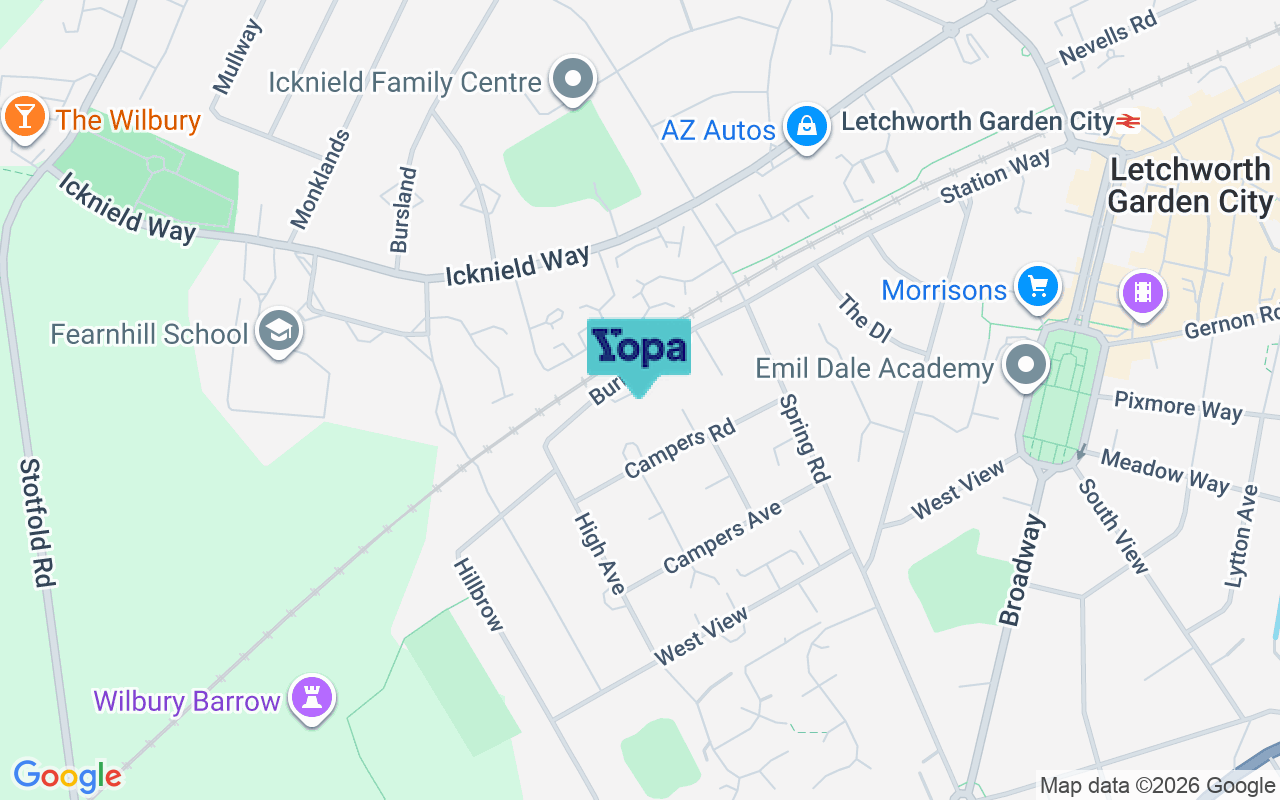 Map showing the location of SG6 3RN
