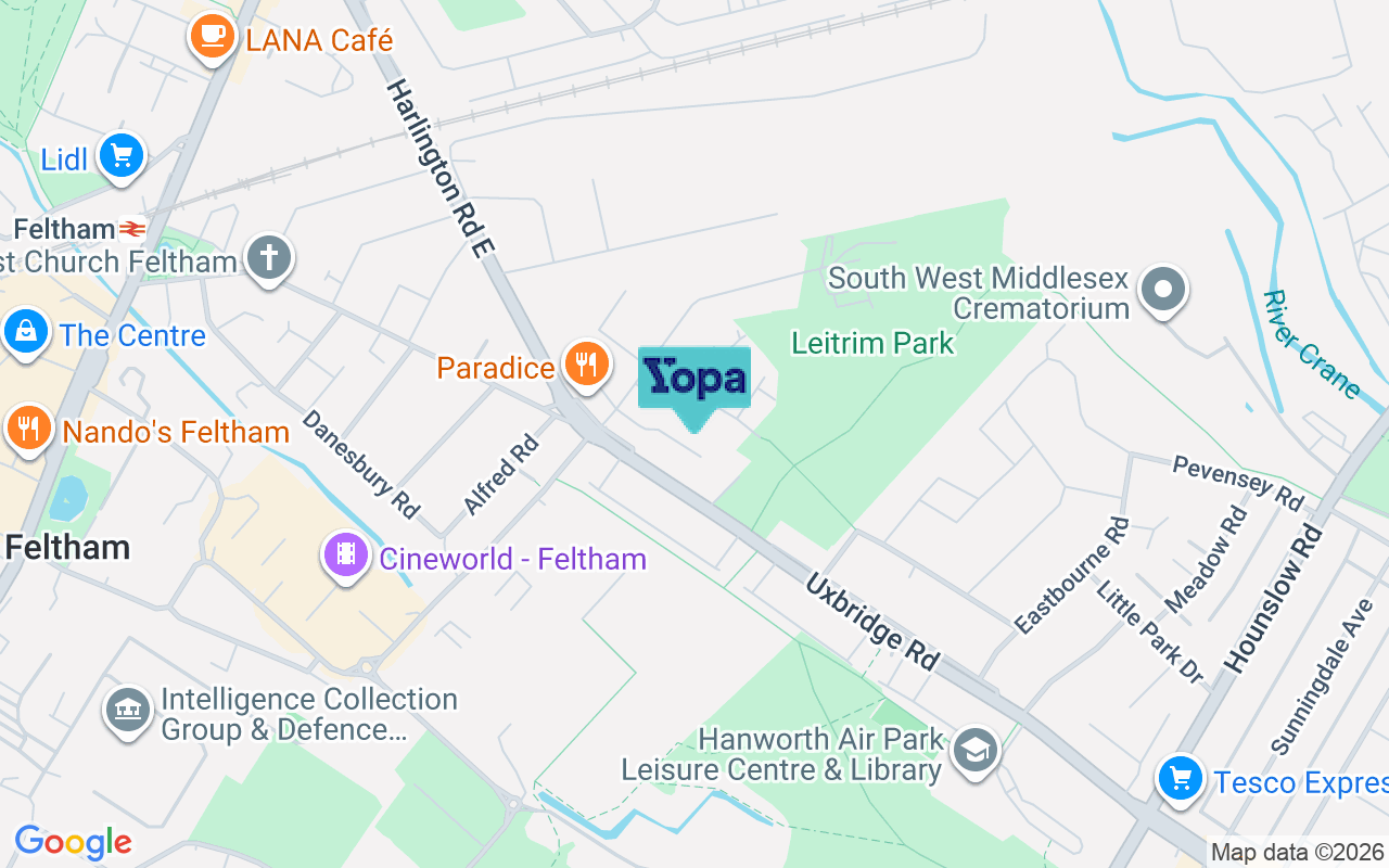 Map showing the location of TW13 5DX