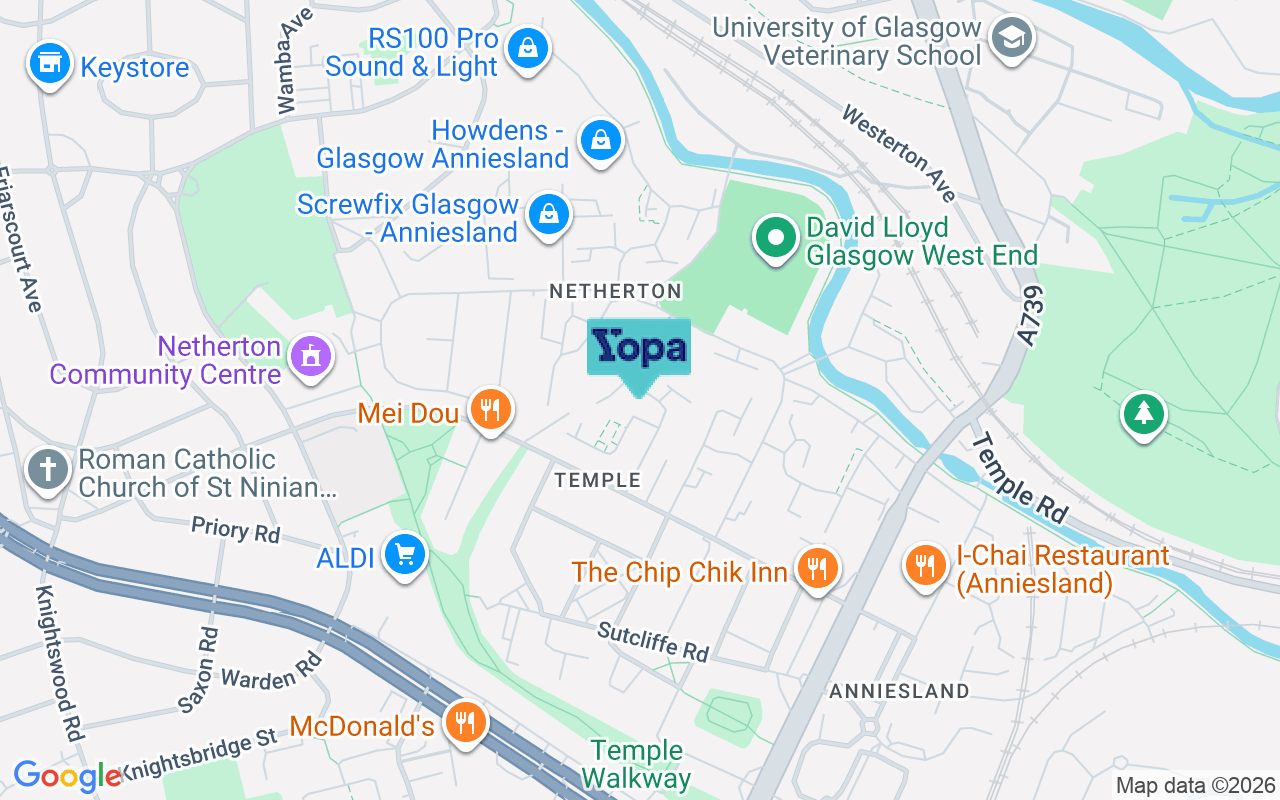 Map showing the location of G13 1DB