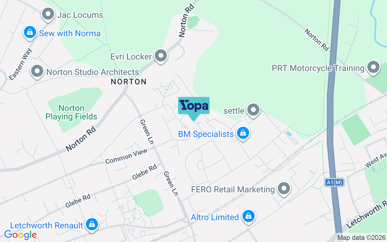 Map showing the location of SG6 1TY