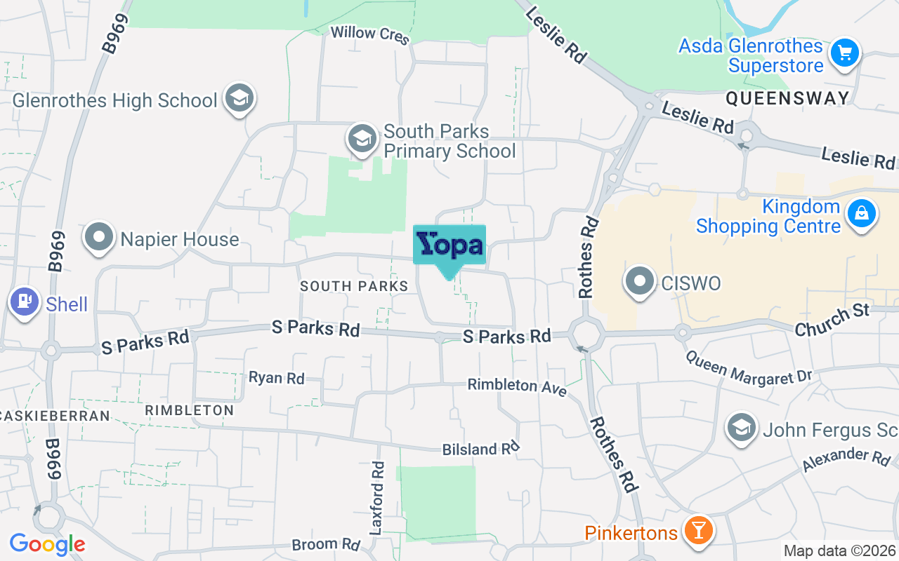 Map showing the location of KY6 1AH