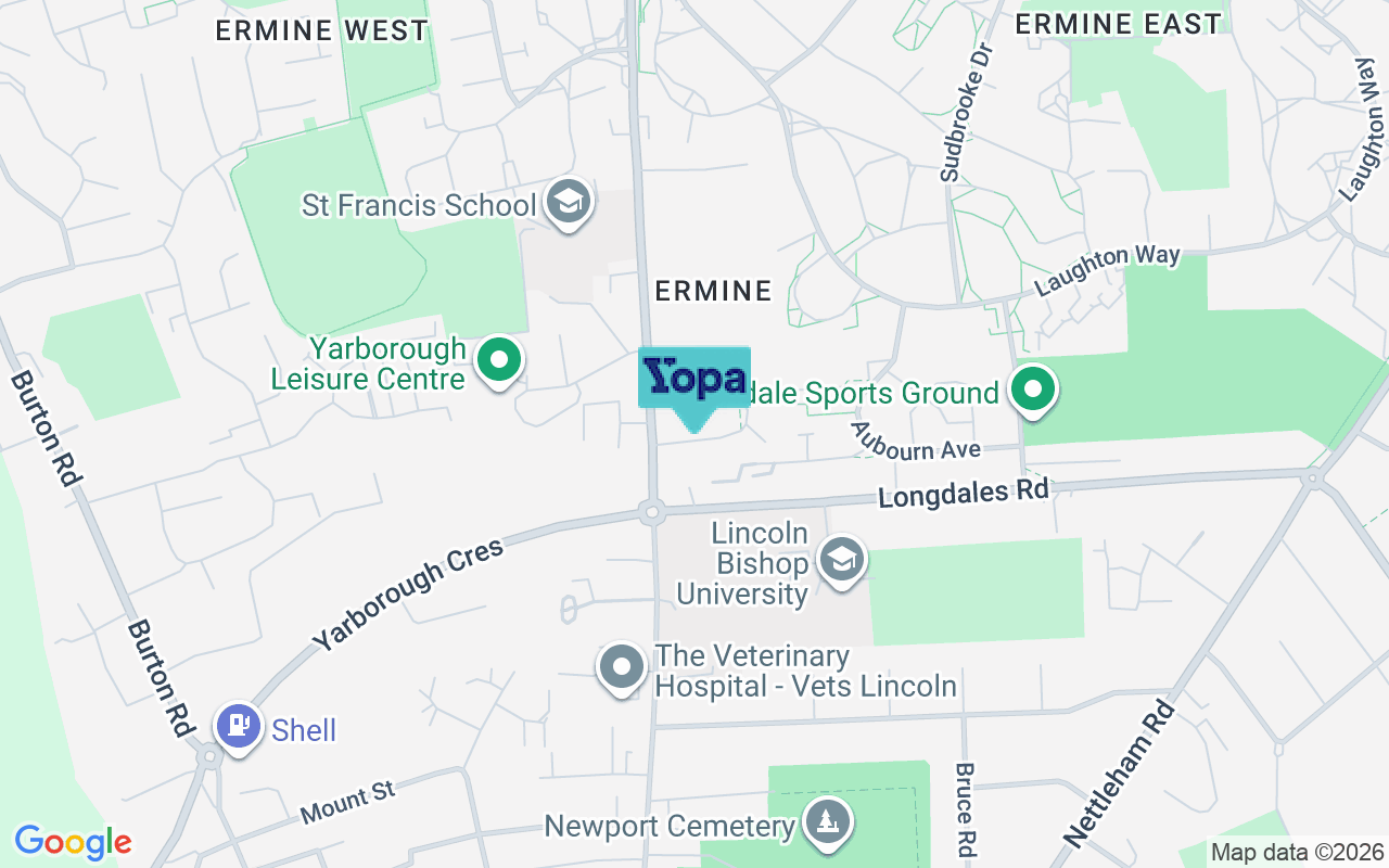 Map showing the location of LN1 3SW