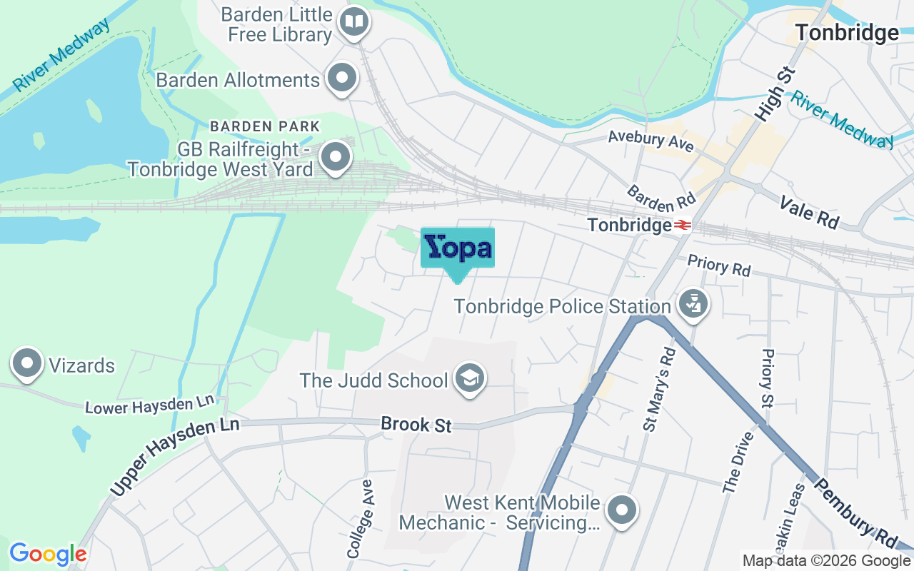 Map showing the location of TN9 2TN