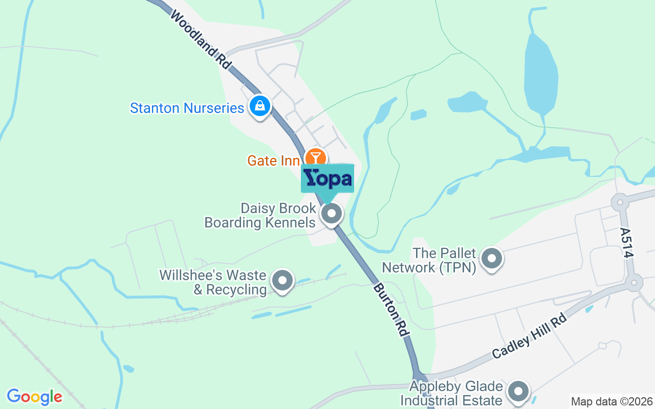 Map showing the location of DE15 9TH