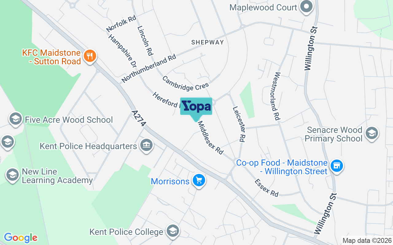 Map showing the location of ME15 7PJ