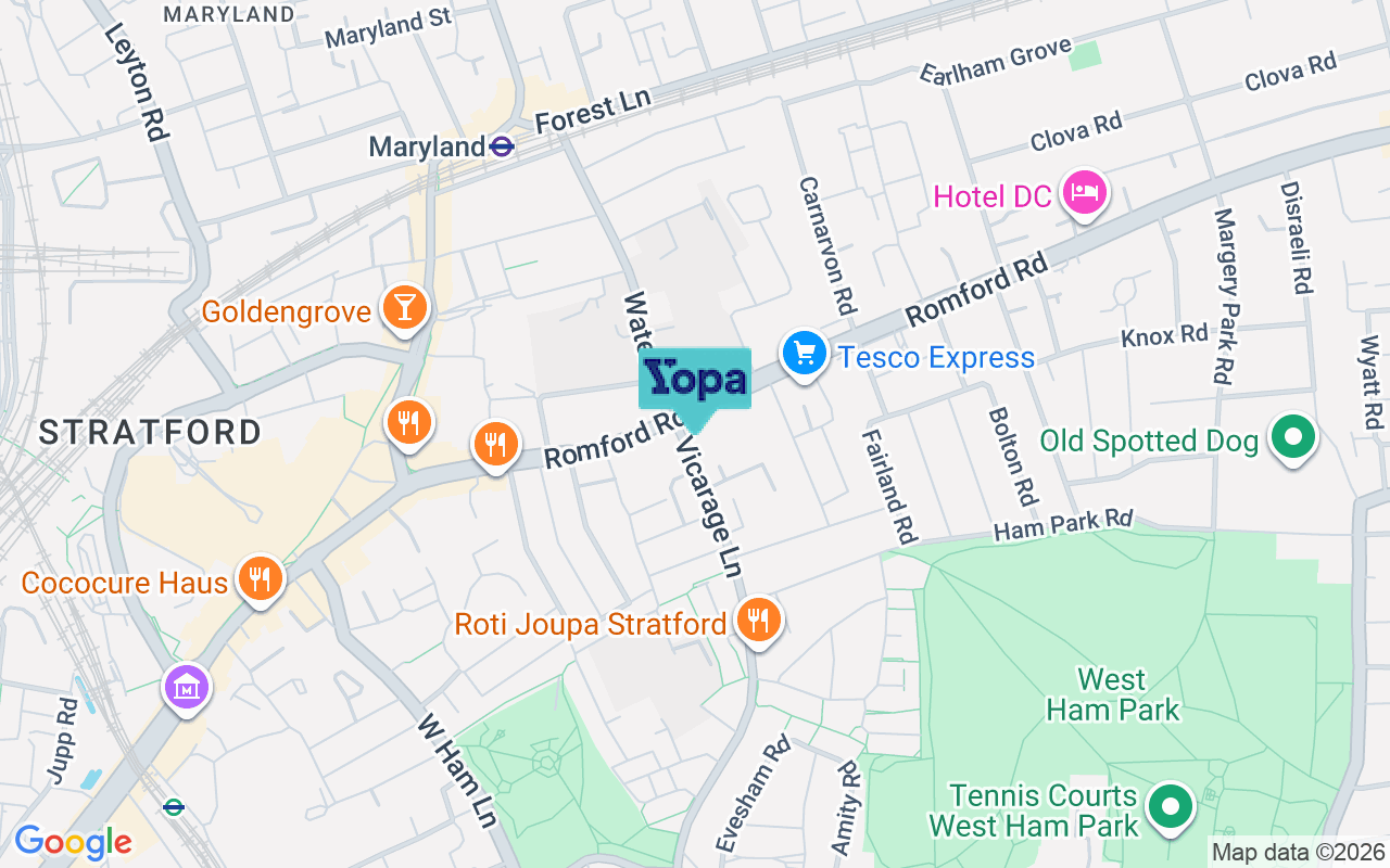 Map showing the location of E15 4EJ