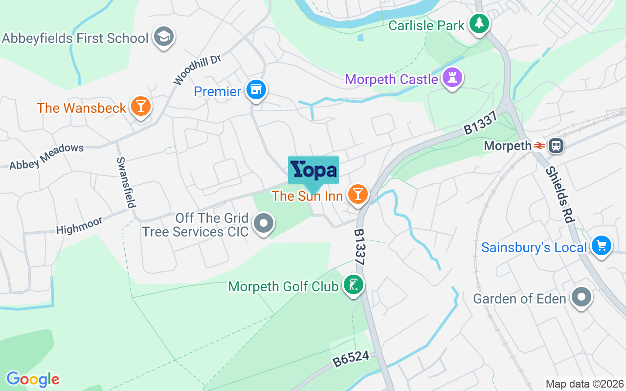 Map showing the location of NE61 2QD