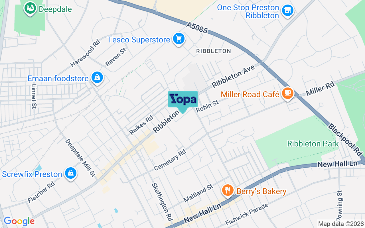 Map showing the location of PR1 5RT