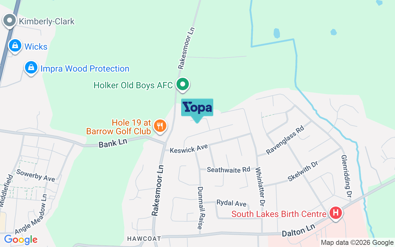 Map showing the location of LA14 4NH