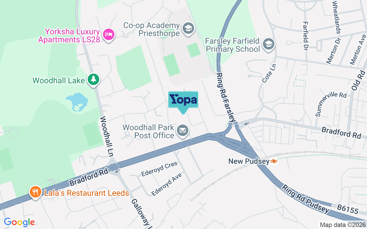Map showing the location of LS28 7TN