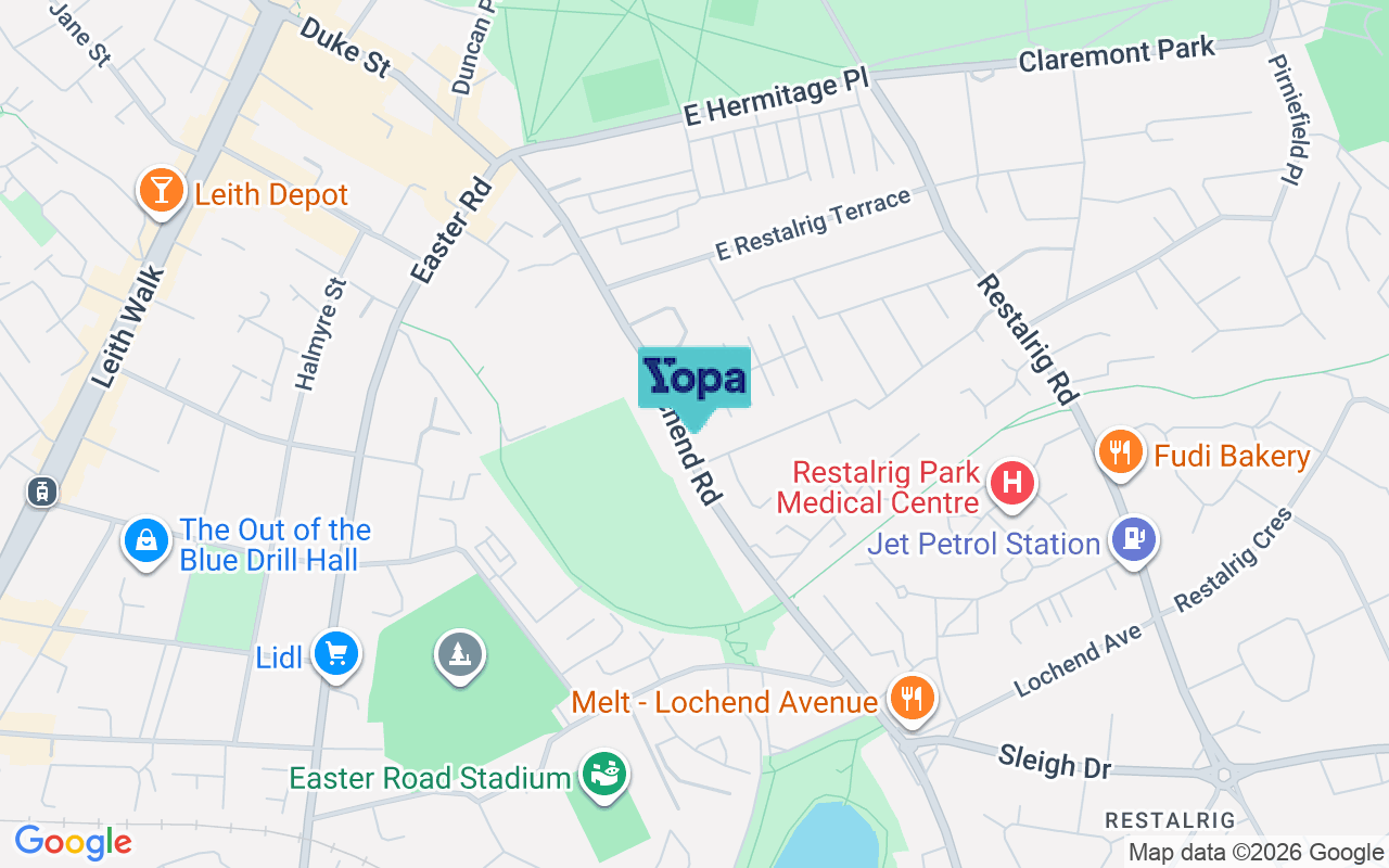 Map showing the location of EH6 8BY