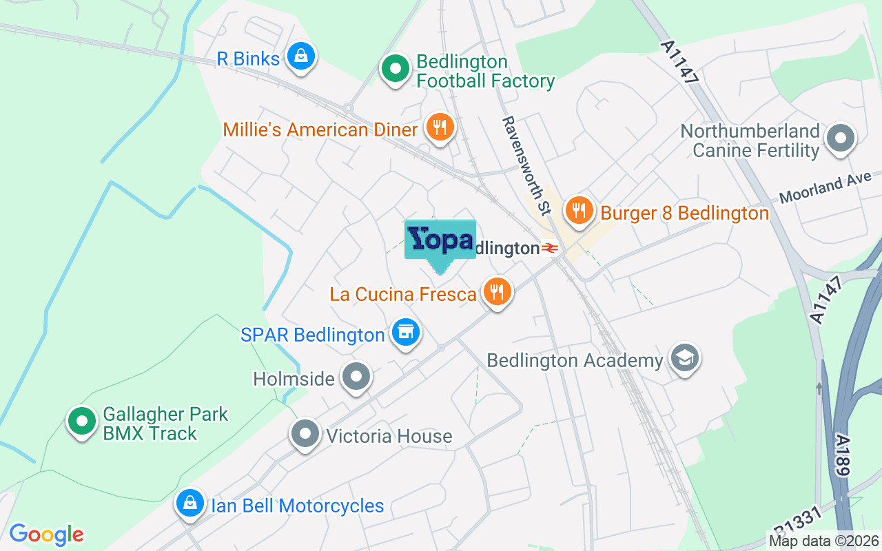 Map showing the location of NE22 5YW