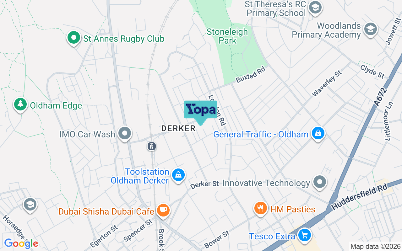 Map showing the location of OL1 4DT