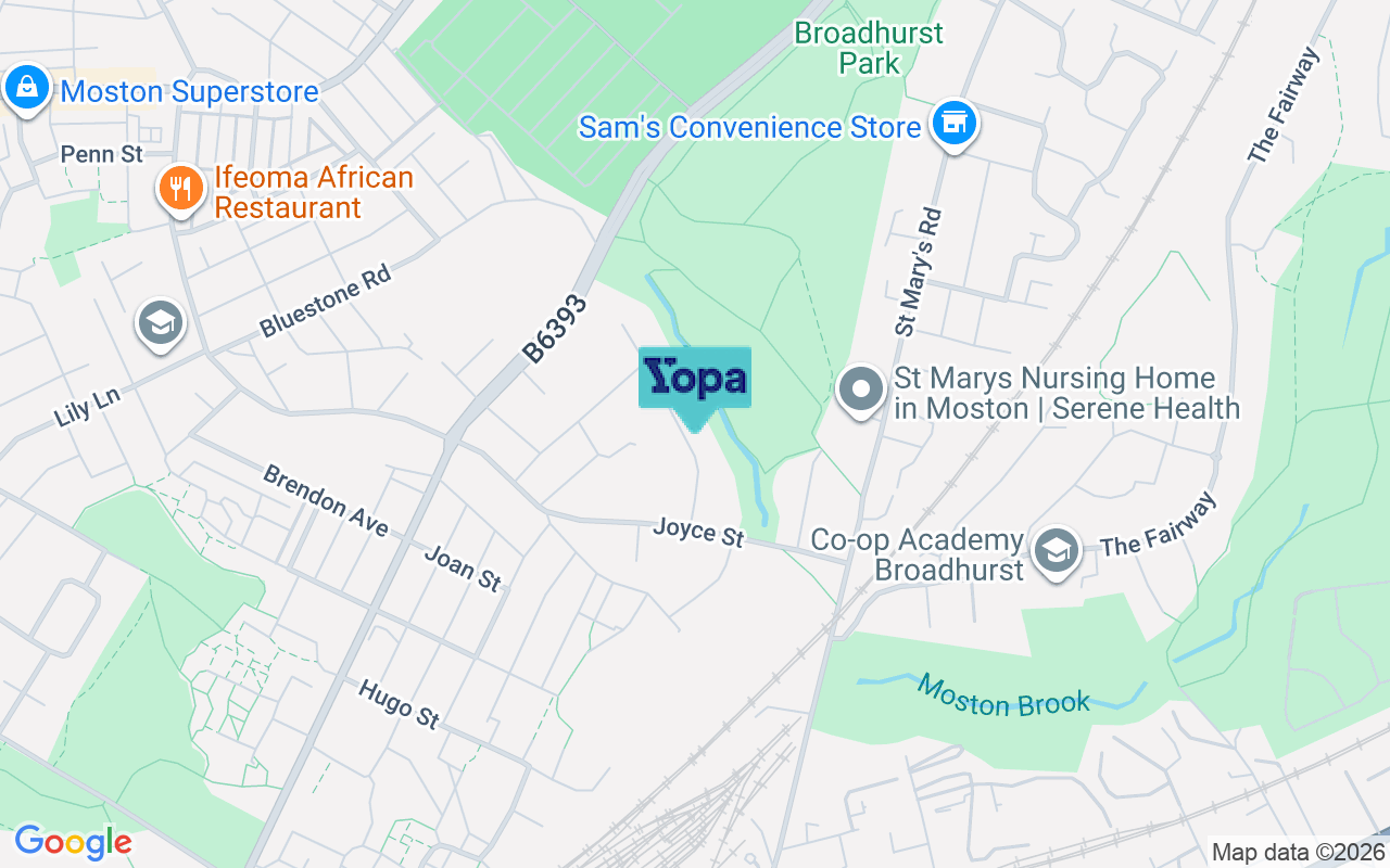 Map showing the location of M40 5HE