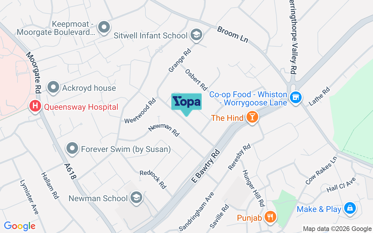 Map showing the location of S60 3LN