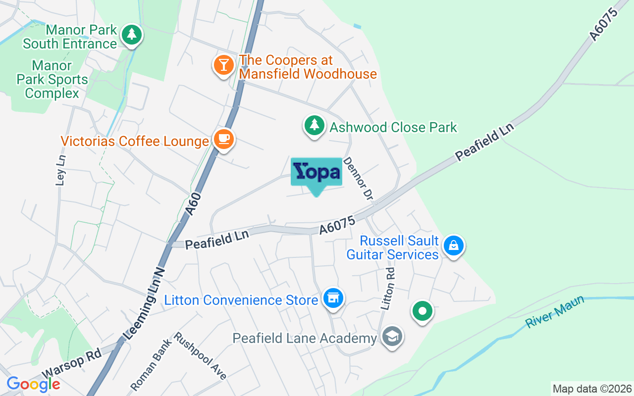 Map showing the location of NG19 9DR