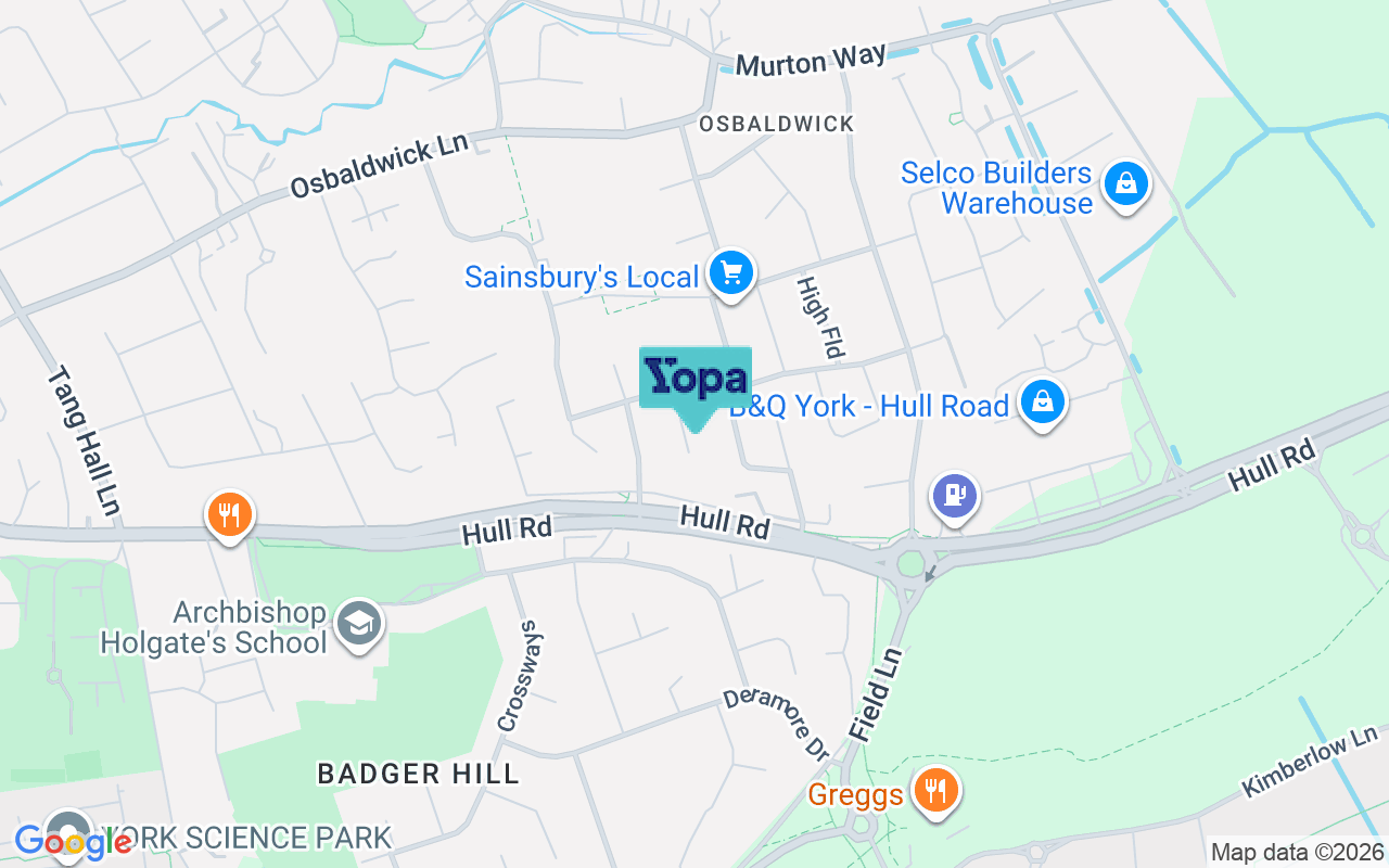 Map showing the location of YO10 3QE