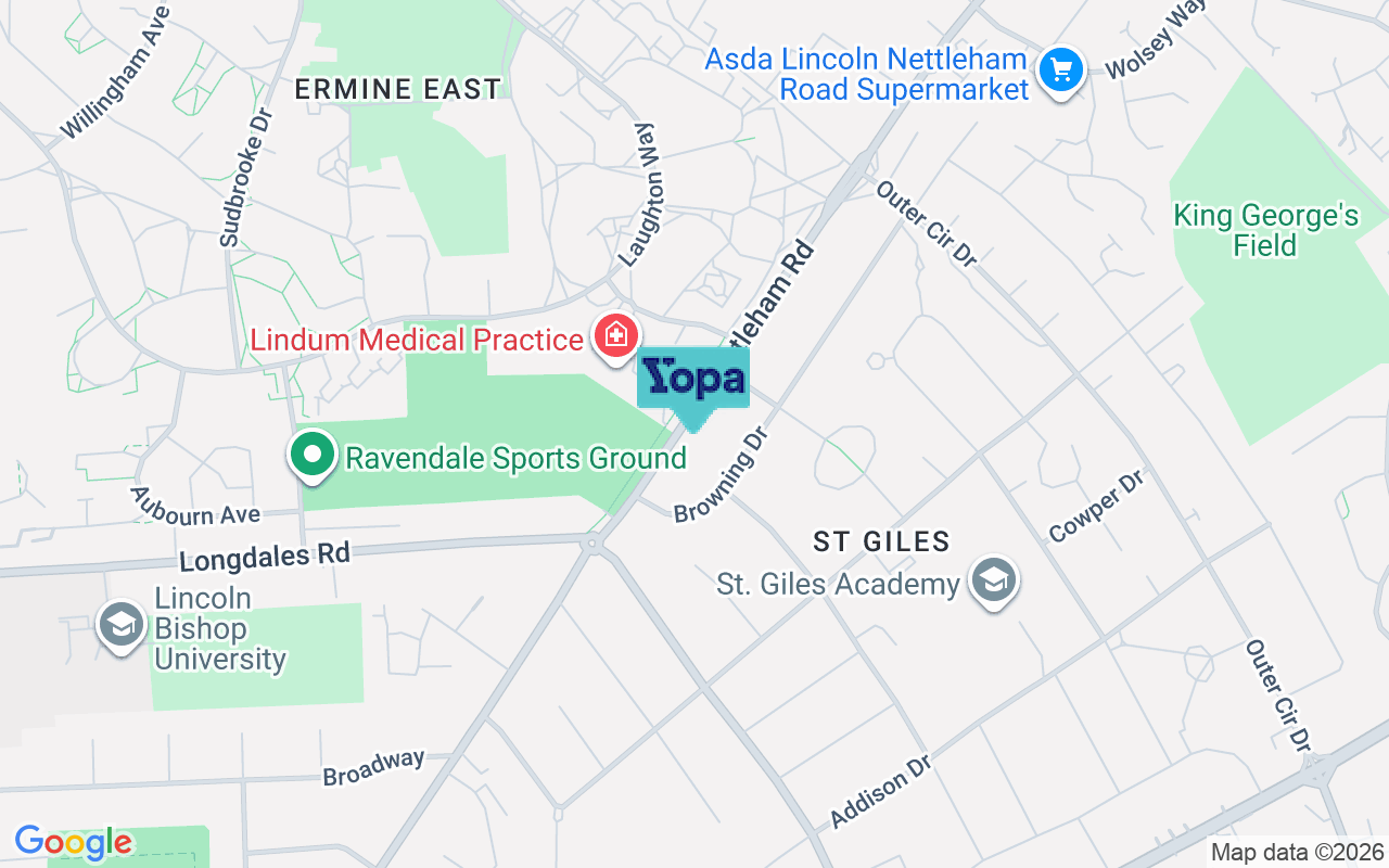 Map showing the location of LN2 4DQ