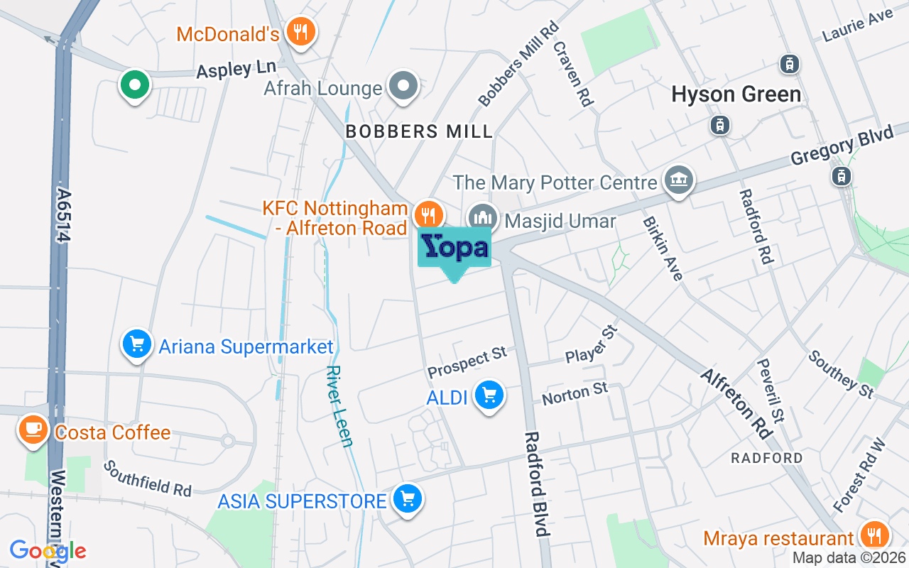 Map showing the location of NG7 5QX