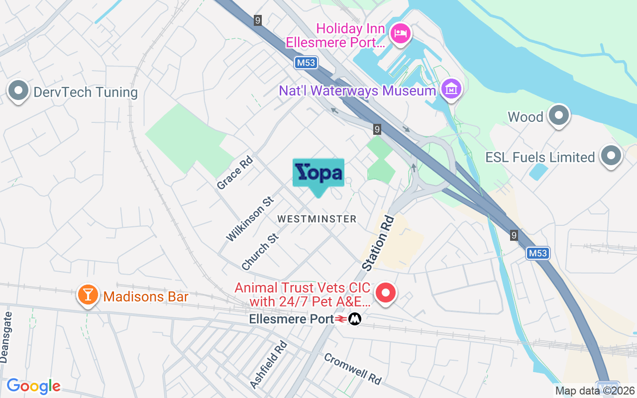 Map showing the location of CH65 2AA