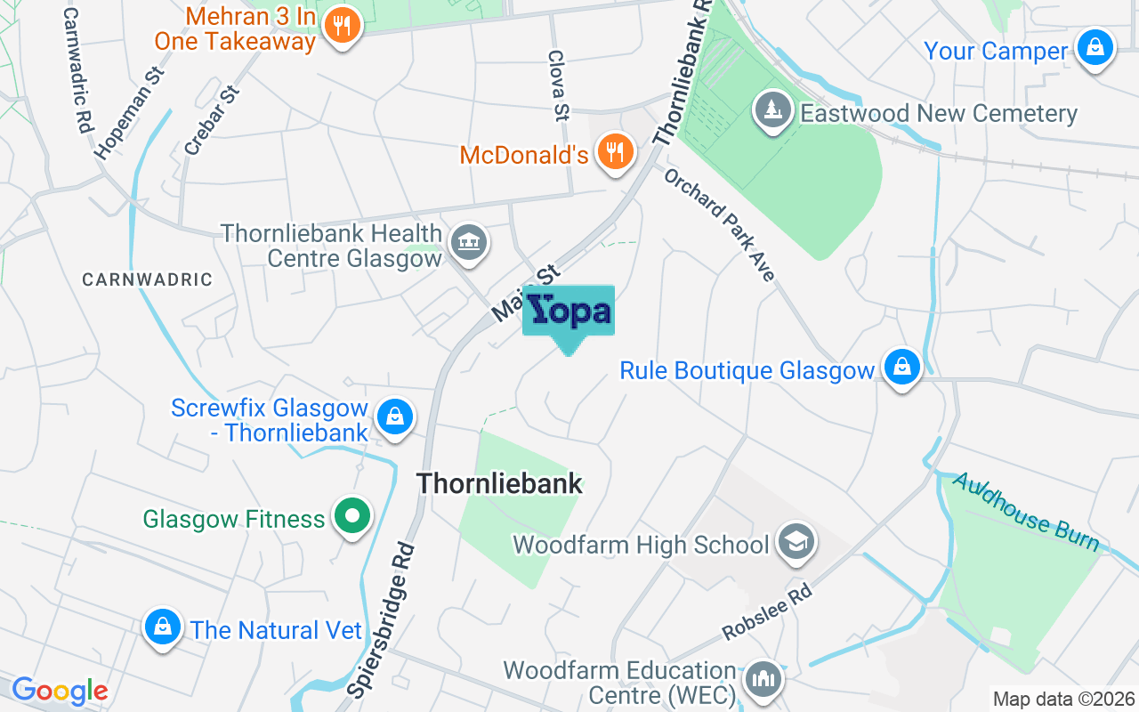 Map showing the location of G46 7DY