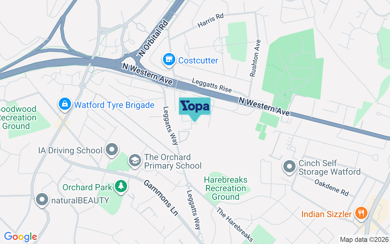 Map showing the location of WD24 5FD
