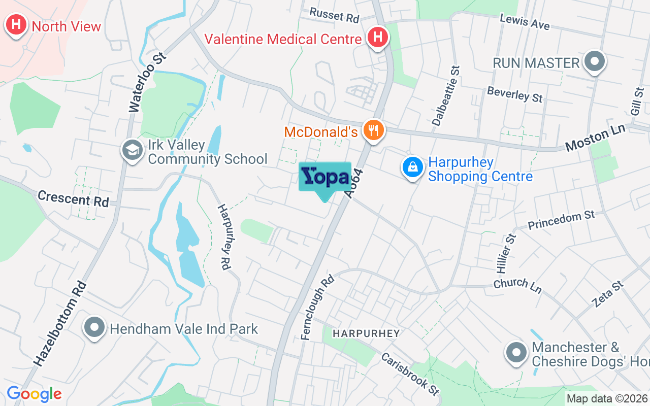Map showing the location of M9 4XN