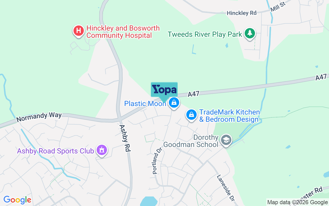 Map showing the location of LE10 1XN