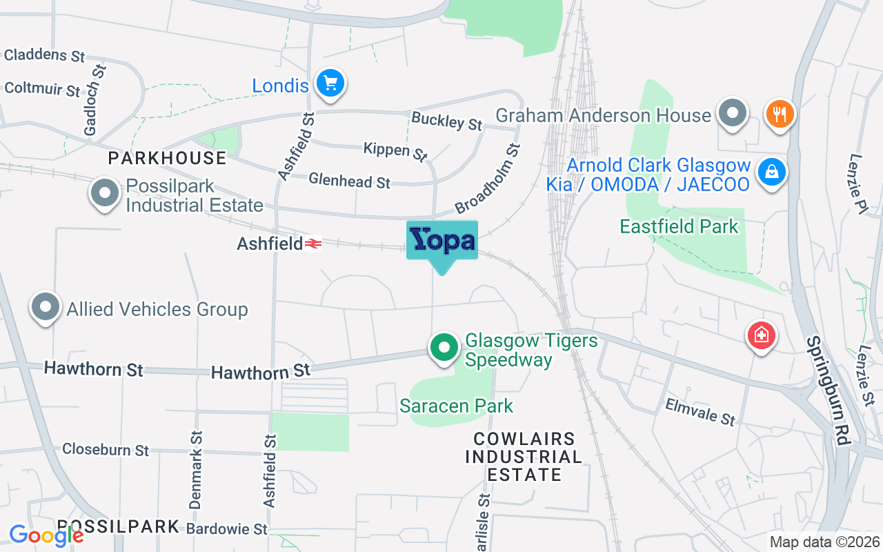 Map showing the location of G22 6EX