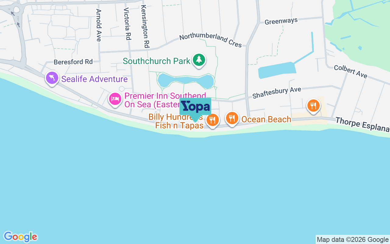 Map showing the location of SS1 2YH