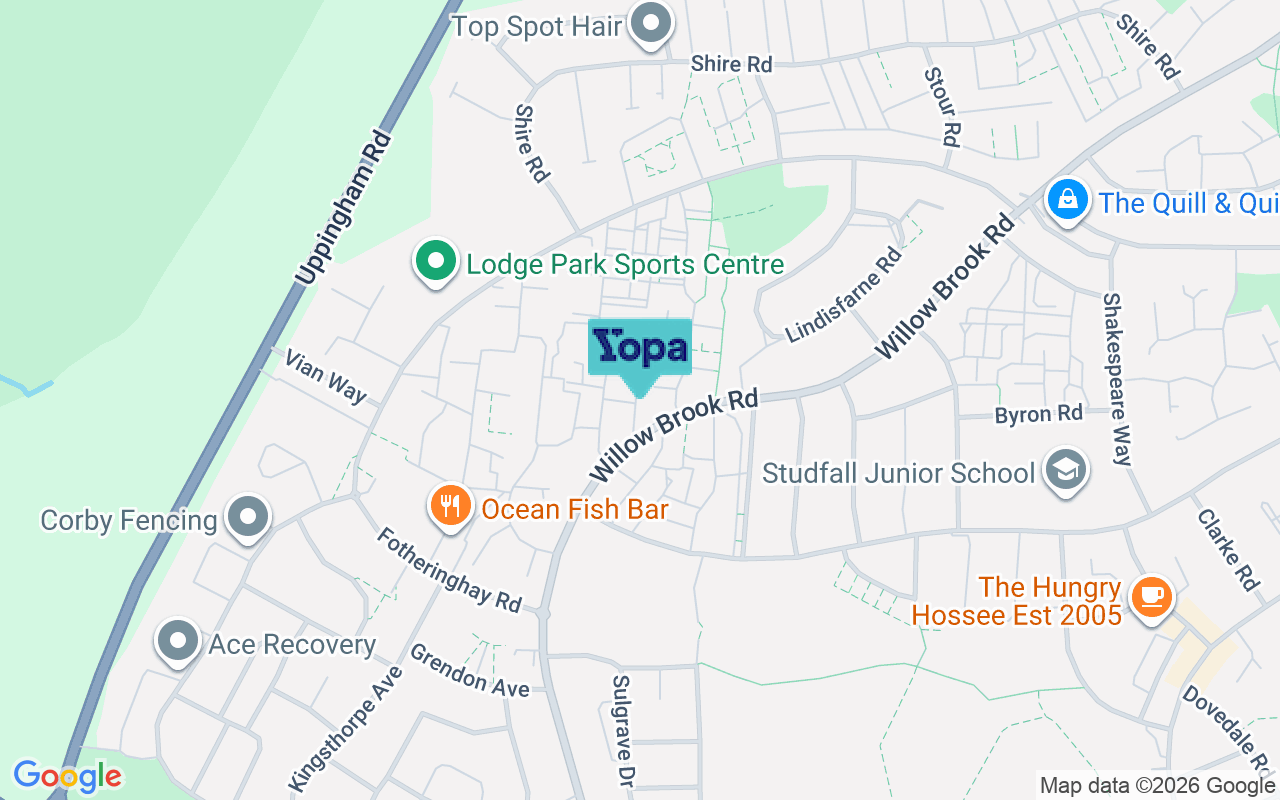 Map showing the location of NN17 2DZ