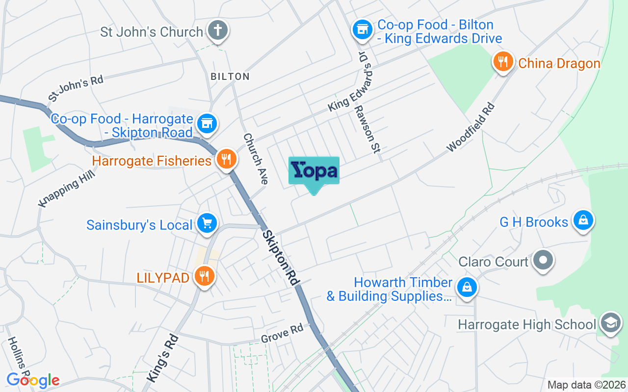 Map showing the location of HG1 4NH
