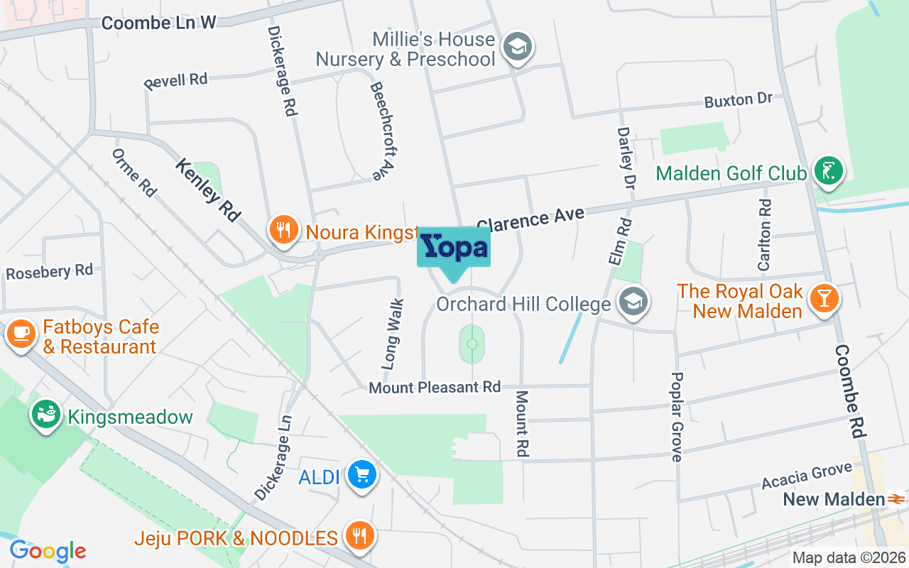 Map showing the location of KT3 3LE