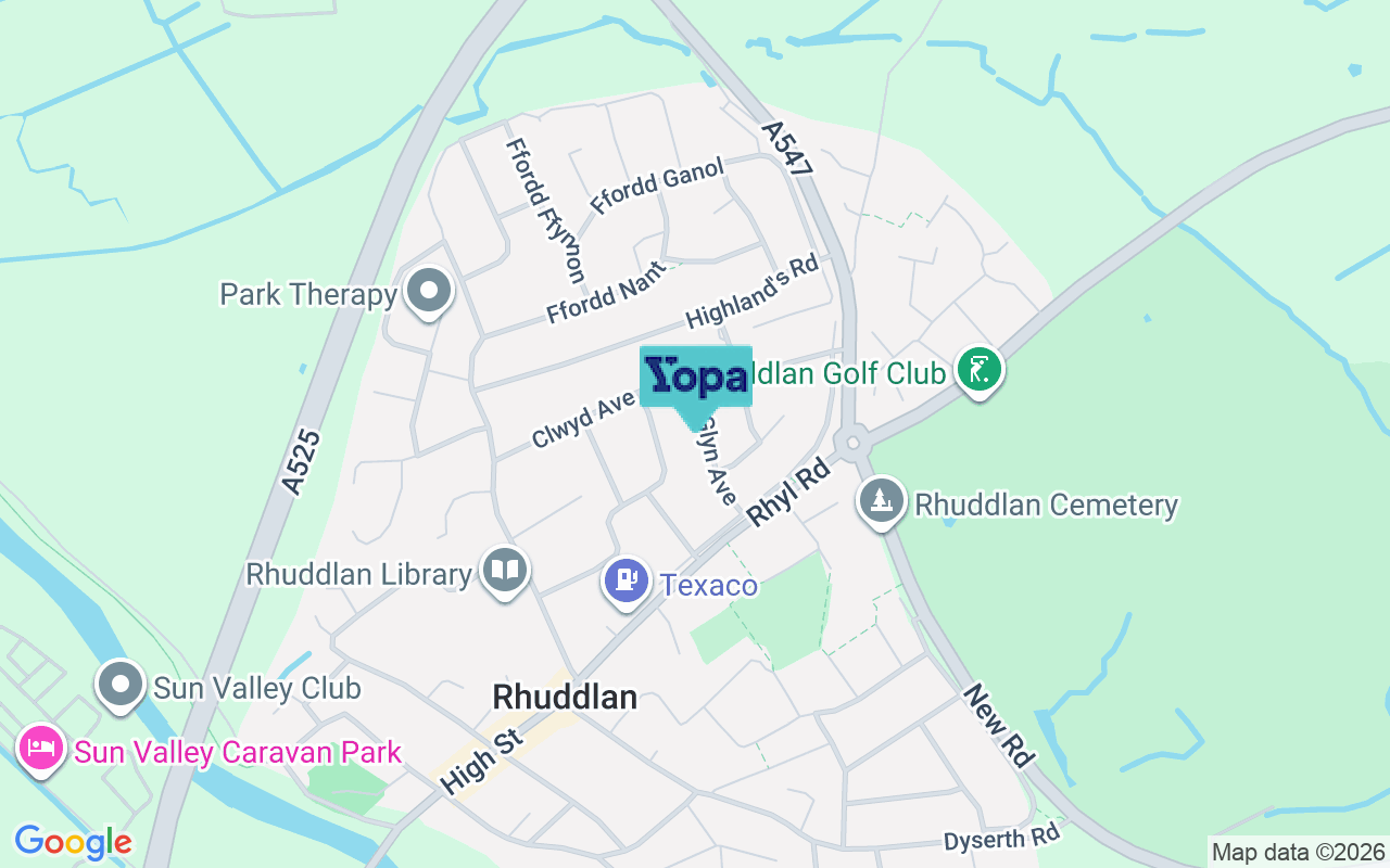 Map showing the location of LL18 2TG