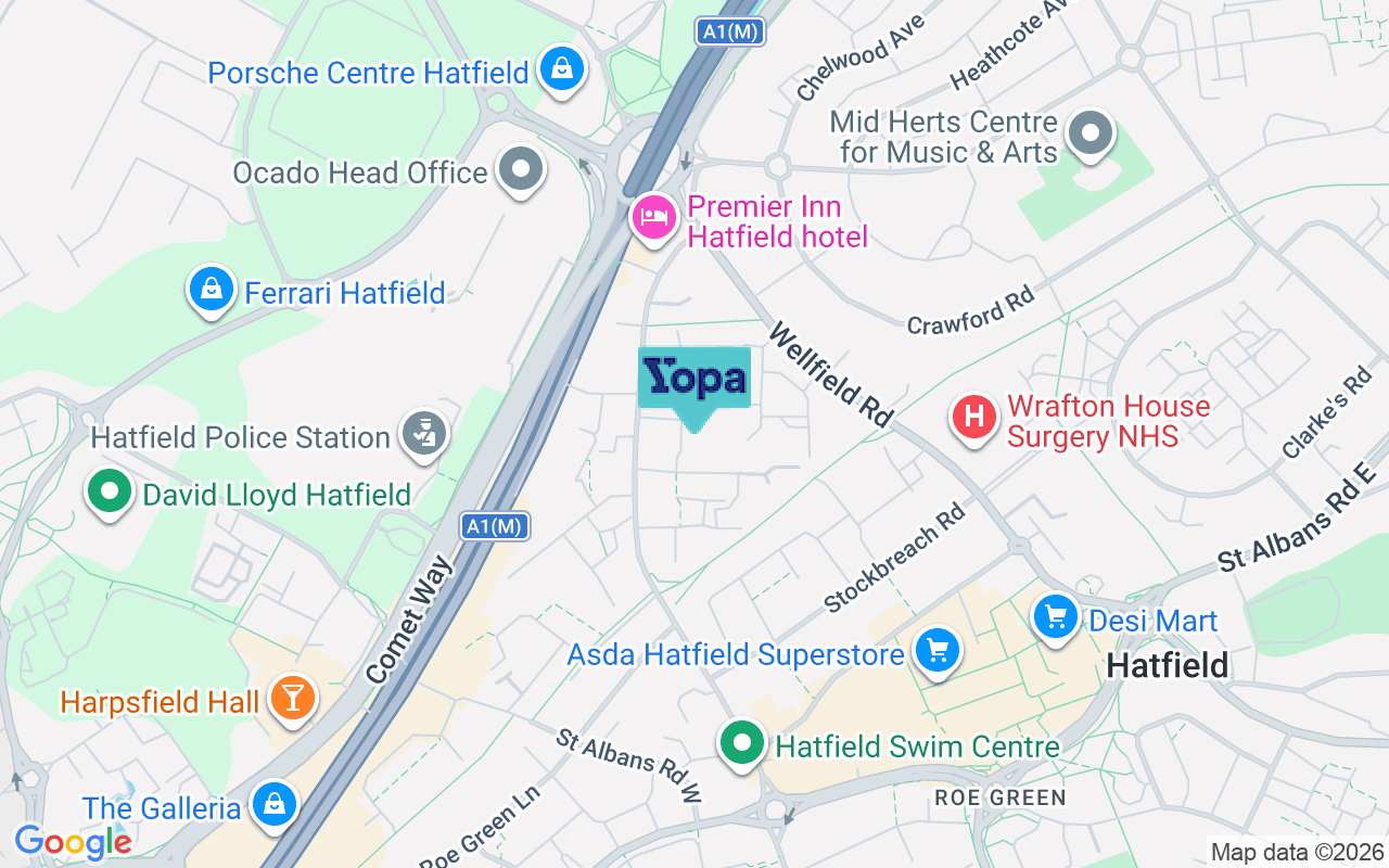 Map showing the location of AL10 0ED