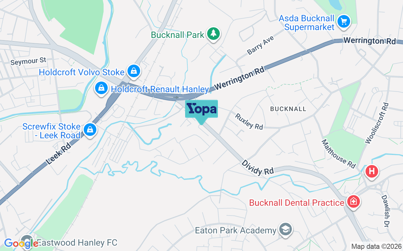 Map showing the location of ST2 9JG