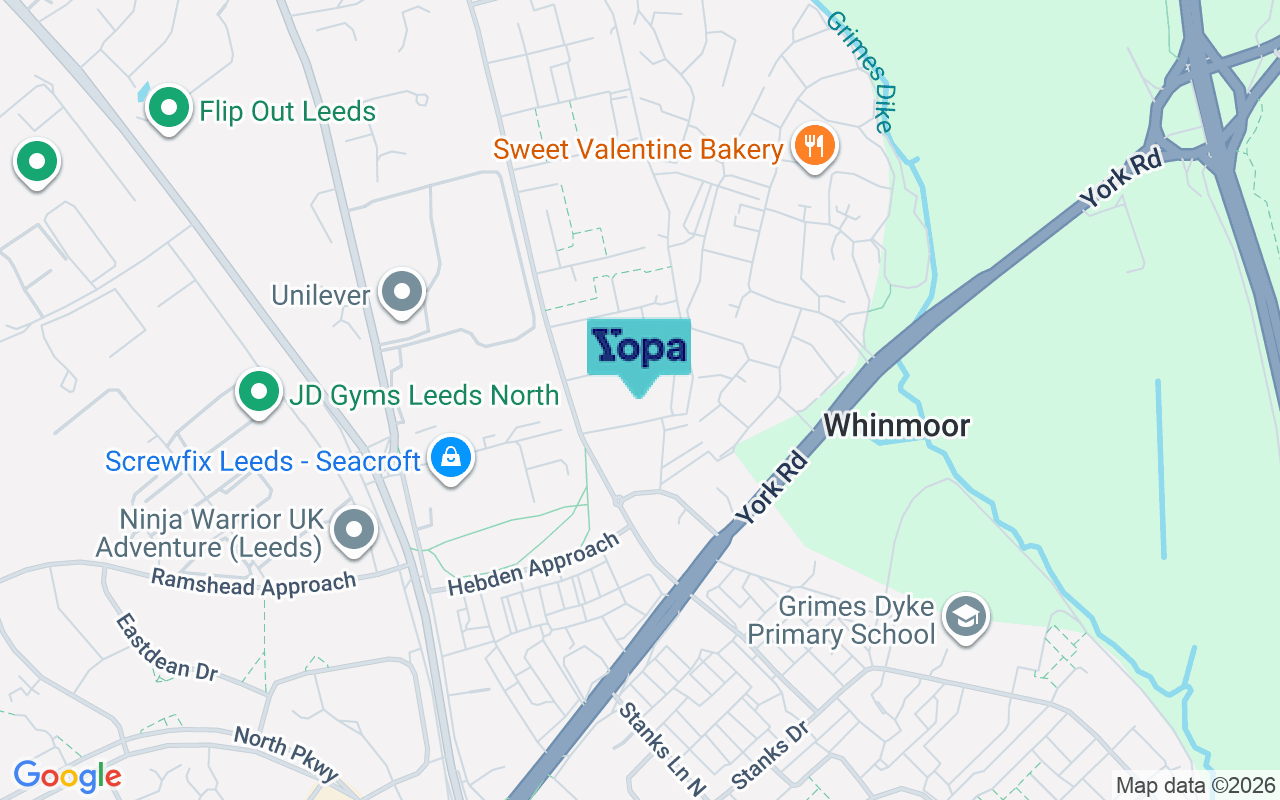 Map showing the location of LS14 2BA