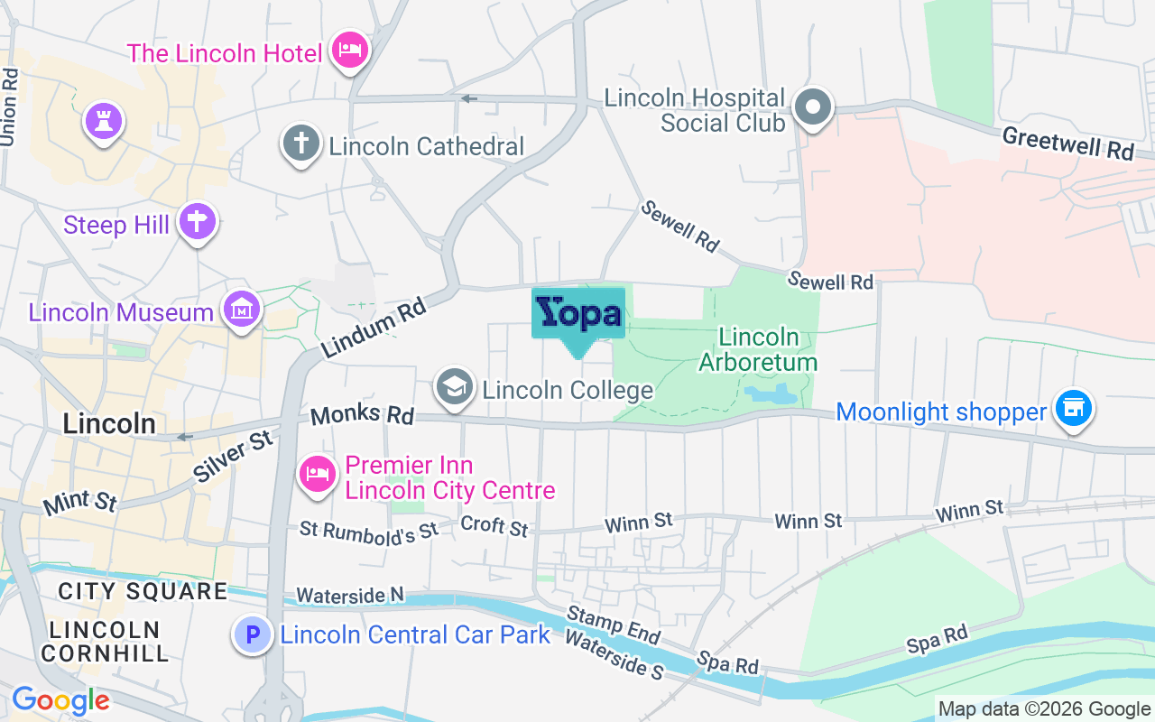 Map showing the location of LN2 5JE