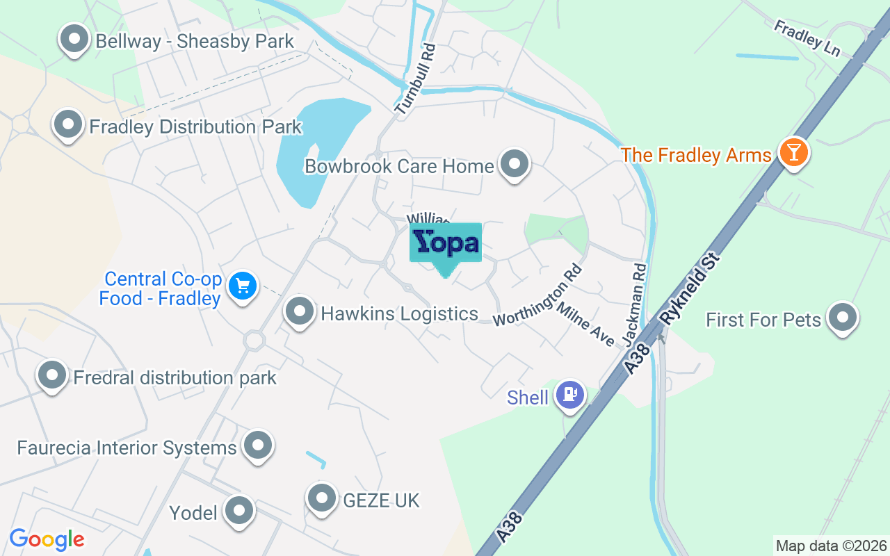 Map showing the location of WS13 8SL